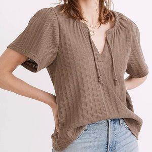 Madewell Pointelle Tie Neck Tunic Top